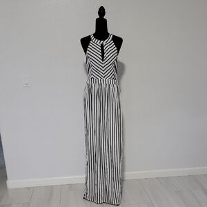 Arden B Monochrome Striped Maxi Dress